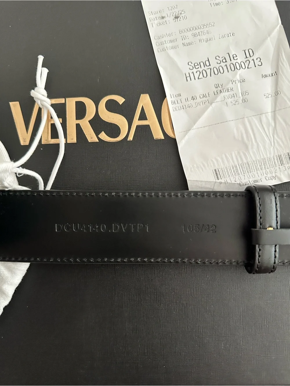 Versace Black Leather Belt with Gold Medusa Buckle